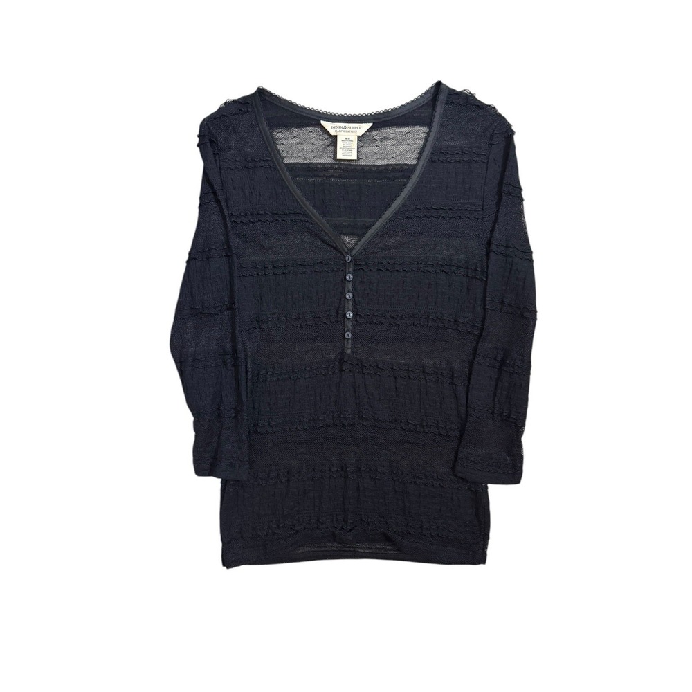 Womens Denim & Supply Ralph Lauren Black V Neck Top Jumper Blouse Size Medium